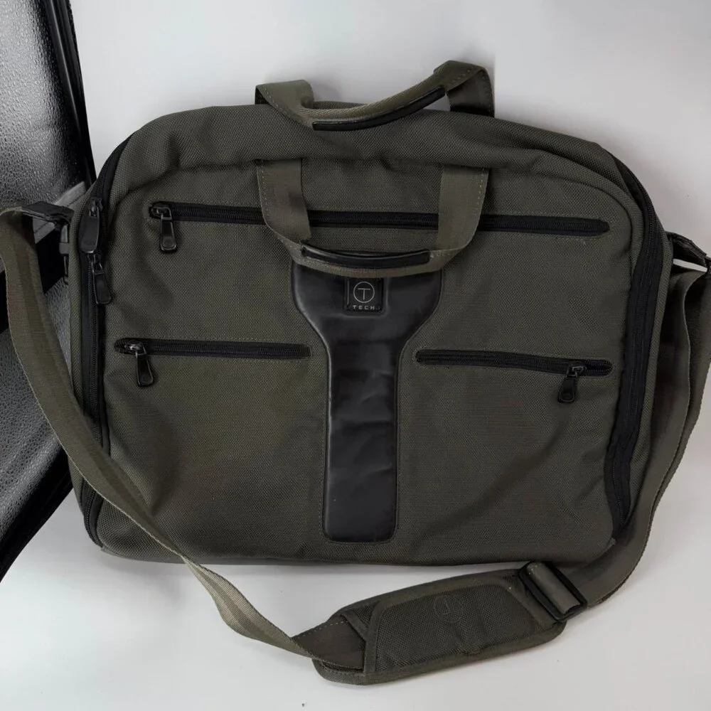 Tumi Tech Travel Olibe Green Laptop Multi Pocket Messenger Bag